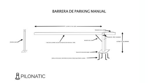 Barrera manual de parking de acceso vehicular