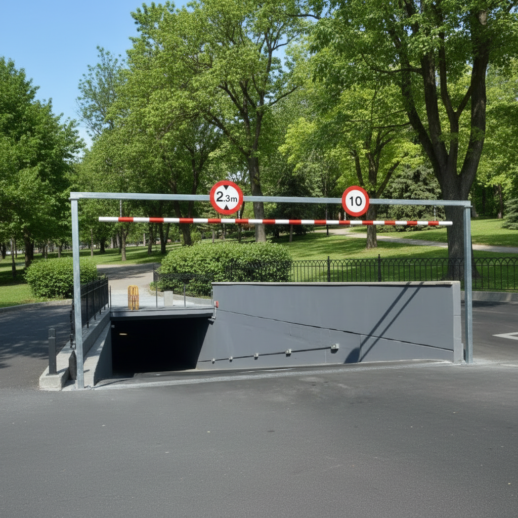 Barra de control de galibo con Pórtico fabricación a medida en hierro galvanizada