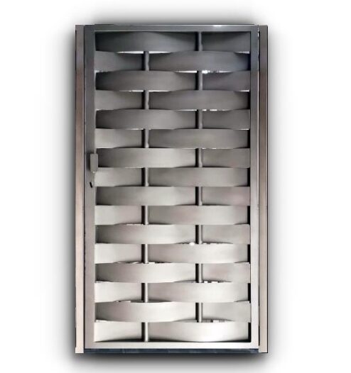 Puerta peatonal de chapa trenzada o entrelazada para exterior a medida