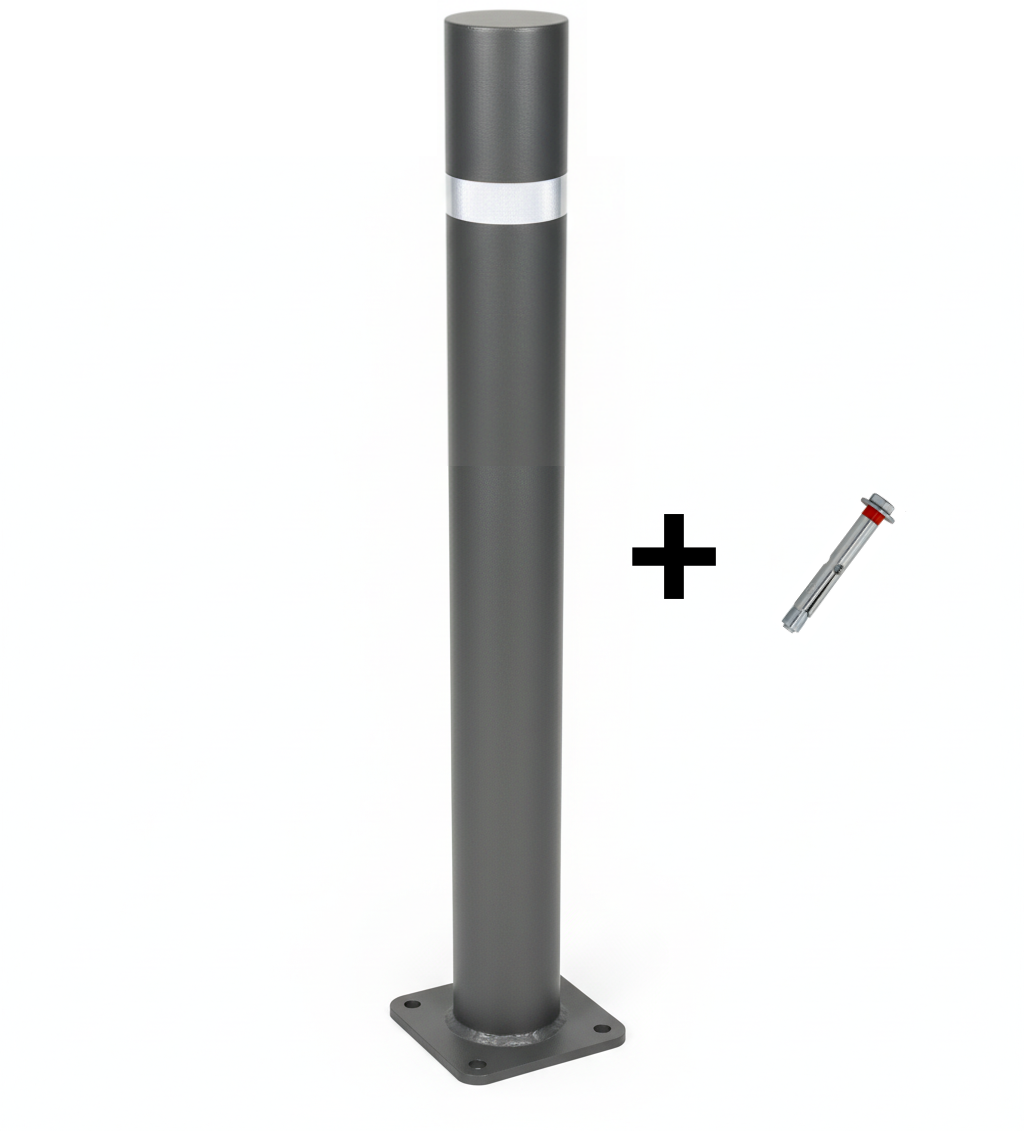 Pilona con placa modelo Barcelona Eco de acero fija