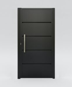 Puerta peatonal modelo Bandex con laminas de chapa a medida