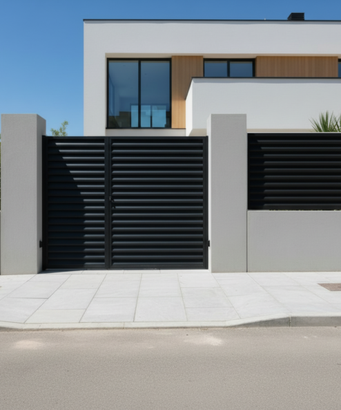 Puerta peatonal lama z galvanizada conjunto  con fijo