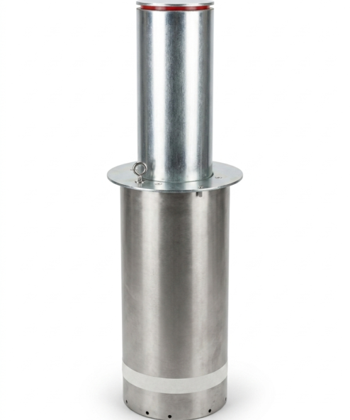 Pilona Bolardo Telescópico Semi-automática de Acero Galvanizado Ø220x4mm altura 500mm retráctil
