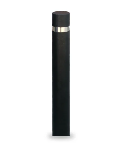 Pilona Barcelona para empotrar negra con anillo de acero inoxidable, vista completa