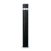 Pilona Barcelona para empotrar negra con anillo de acero inoxidable, vista lateral