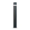 Pilona Barcelona para empotrar negra con anillo de acero inoxidable, vista frontal